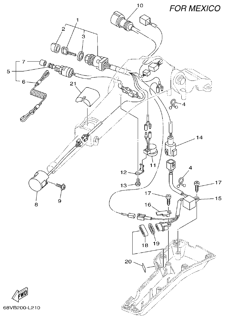 Yamaha F115A, FL115A, FL115AET STEERING 2 parts diagram
